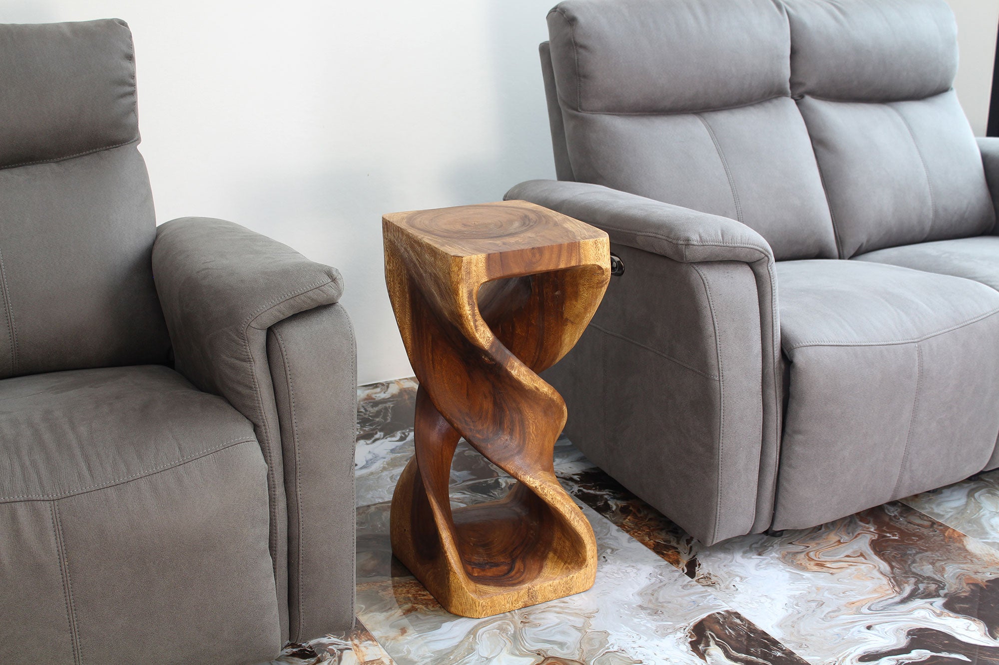 Kirel Rectangular Double Twist End Table 12 x 14 in x 26 in H Walnut