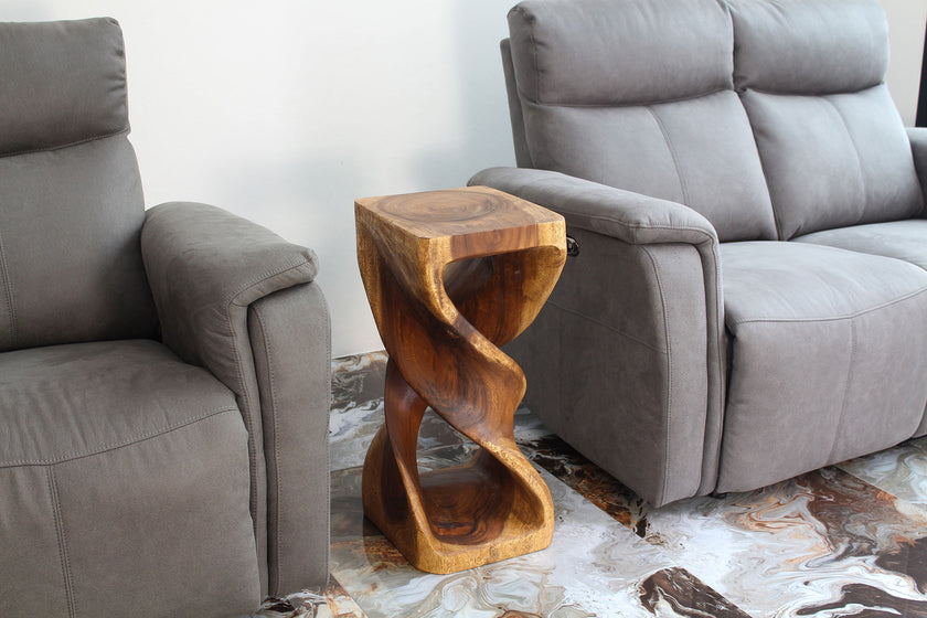 Kirel Rectangular Double Twist End Table 12 x 14 in x 26 in H Walnut