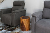 The Noven Round Stump Solid Wood End Table 11-14 in DIA x 18 in H Walnut