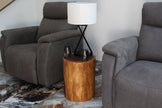 The Noven Round Stump Solid Wood End Table 11-14 in DIA x 18 in H Walnut