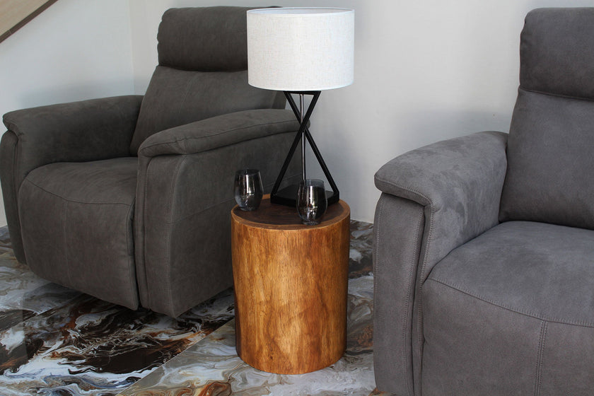 The Noven Round Stump Solid Wood End Table 11-14 in DIA x 18 in H Walnut