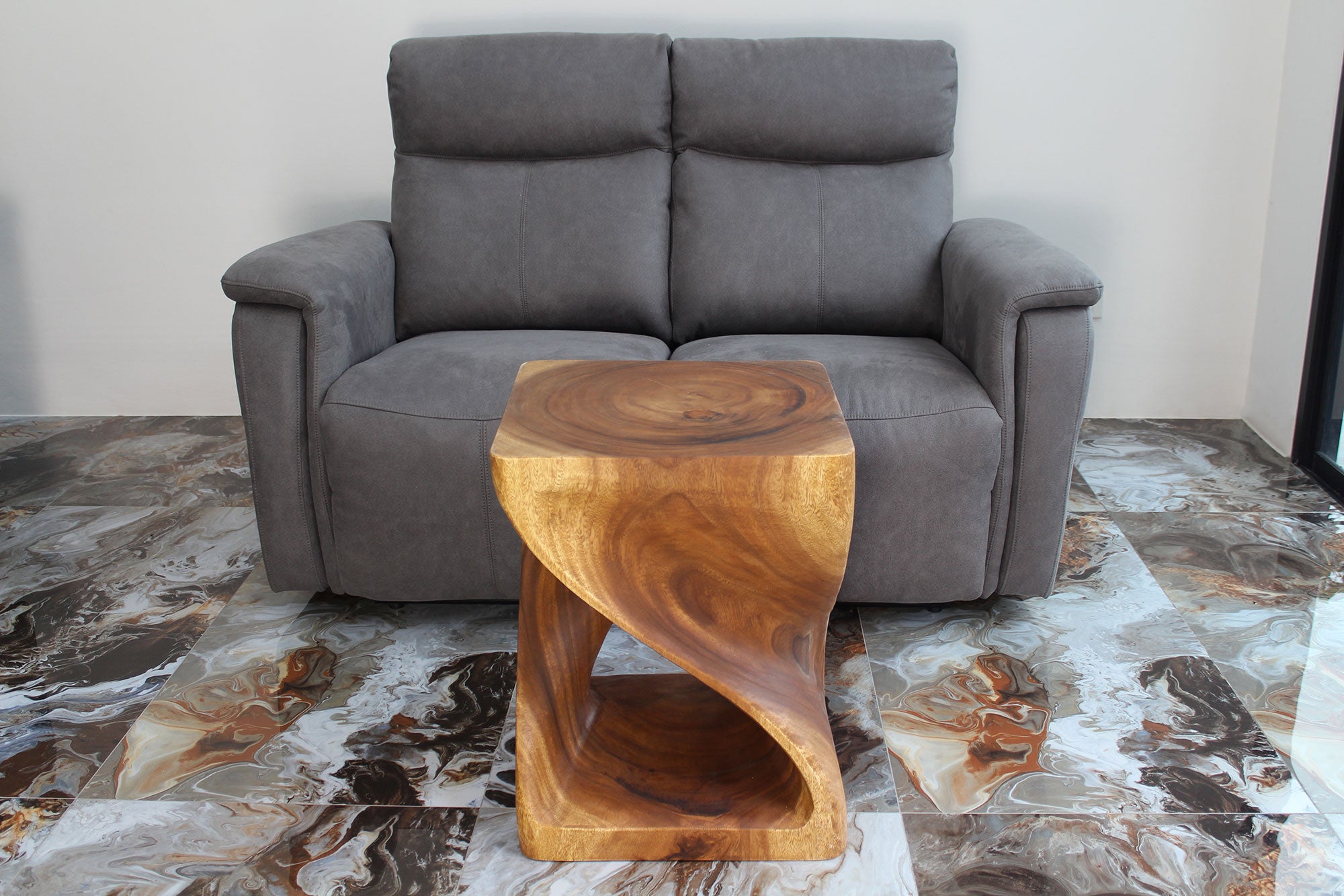 Selorin Wide Twisted End Table 18 x 18 x 23 in H Walnut