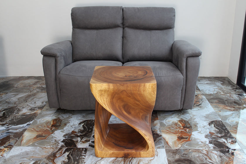 Selorin Wide Twisted End Table 18 x 18 x 23 in H Walnut