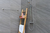 The Elara Teak Bath Towel Ladder Adjustable Shelf in Teak Oil