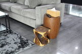 The Luma Square Twisted Solid Wood End Table 10 in SQ x 12 in H Walnut