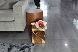 The Luma Square Twisted Solid Wood End Table 10 in SQ x 12 in H Walnut