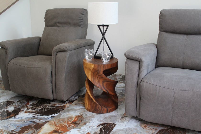 Tovin Round Double Twist End Table 14 in SQ x 20 in H Walnut