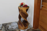 The Tovin Round Double Twist Solid Wood End Table 14 in SQ x 30 in H Walnut