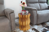 The Evora Mangrove Stump Solid Wood End Table 15 in DIA x 20 in H Oak
