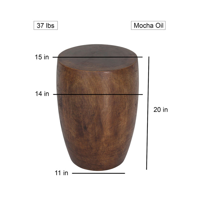 The Mirel Mango Merlot Solid Wood End Table 14 in D Top x 15 in D x 11 in D Base x 20 in H Mocha