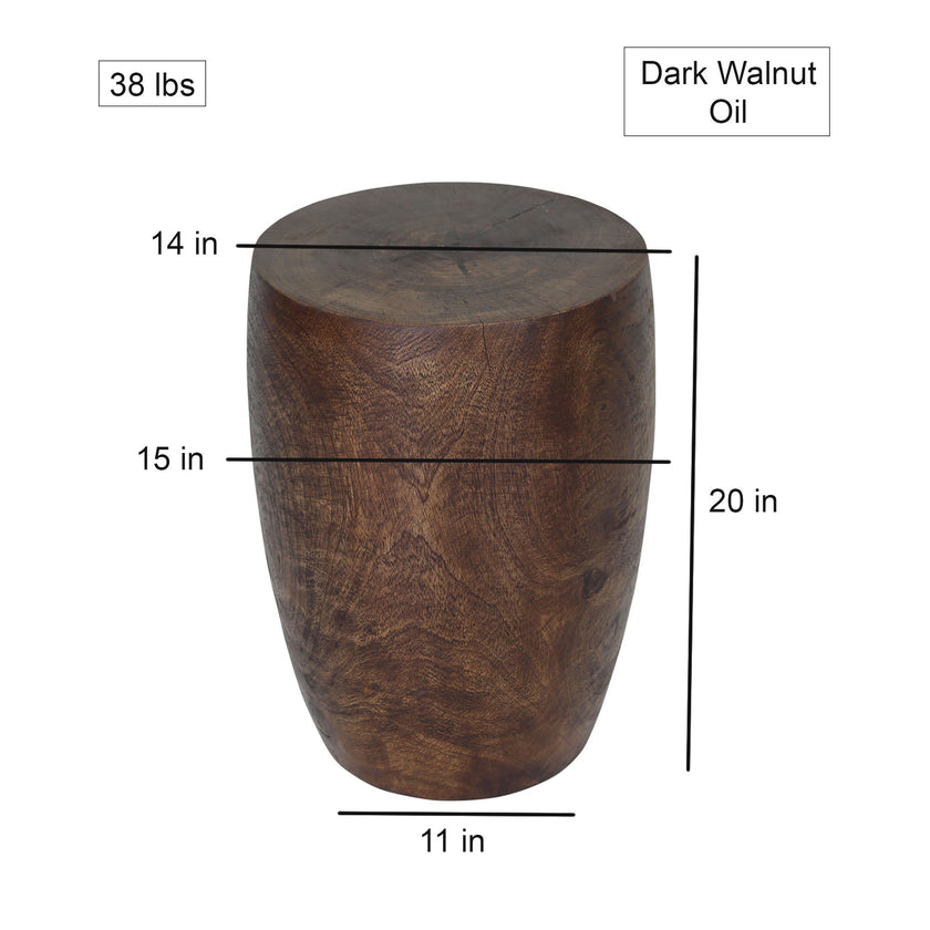 Mirel Round Solid Wood End Table 14 in D Top x 15 in D x 11 in D Base x 20 in H Dark Walnut