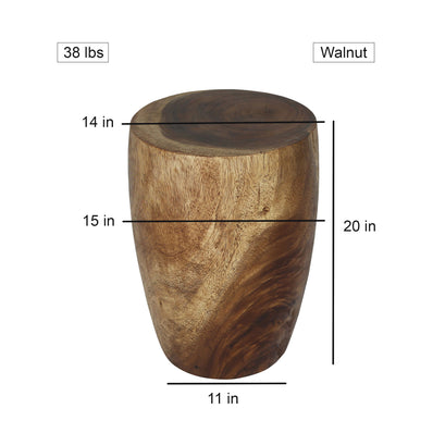 Mirel Round Sold Wood End Table 14 in D Top x 15 in D x 11 in D Base x 20 in H Walnut
