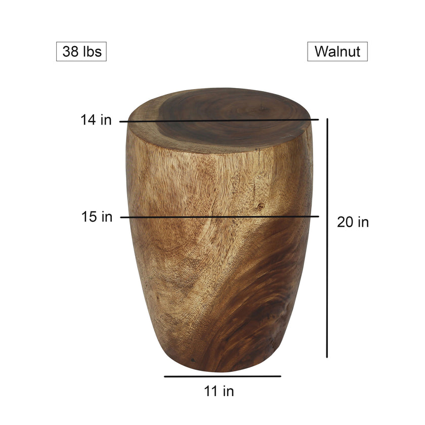 Mirel Round Sold Wood End Table 14 in D Top x 15 in D x 11 in D Base x 20 in H Walnut