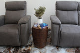 Mirel Round Solid Wood End Table 14 in D Top x 15 in D x 11 in D Base x 20 in H Dark Walnut