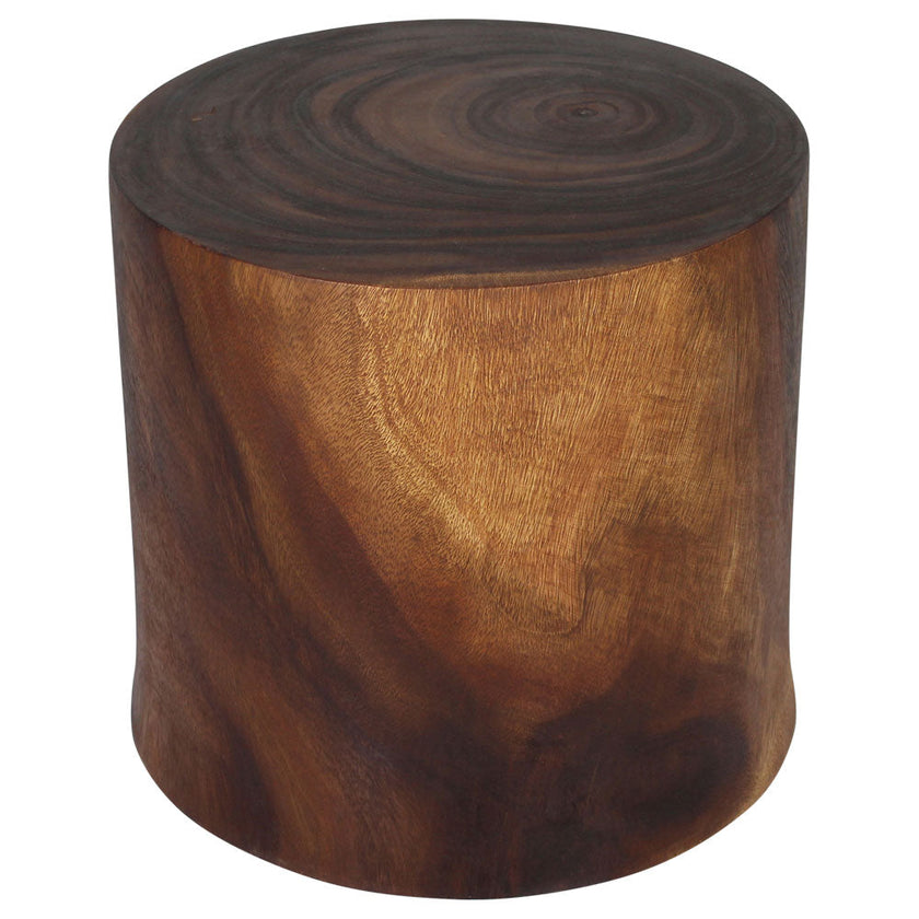 The Noven Round Stump Solid Wood End Table 19 in D Top x 20 in D Base x 18 in H Walnut
