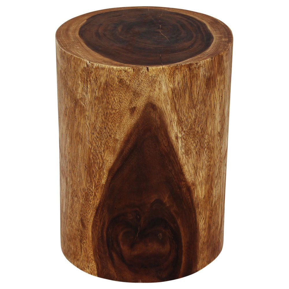 The Noven Round Stump Solid Wood End Table 11-14 in DIA x 18 in H Walnut