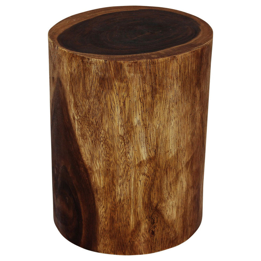 The Noven Round Stump Solid Wood End Table 11-14 in DIA x 18 in H Walnut