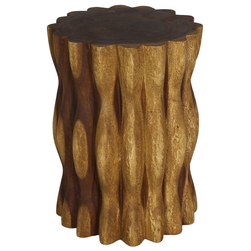 The Evora Mangrove Stump Solid Wood End Table 15 in DIA x 20 in H Oak