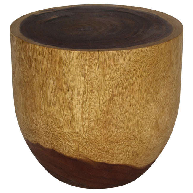 The Noris Oval Drum Solid Wood Accent Table 20 in D x 18 in H Oak
