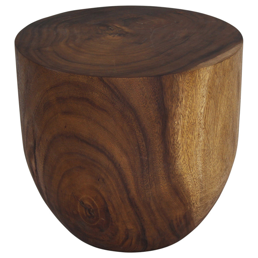 The Noris Oval Drum Solid Wood Accent Table 20 in D x 18 in H Walnut