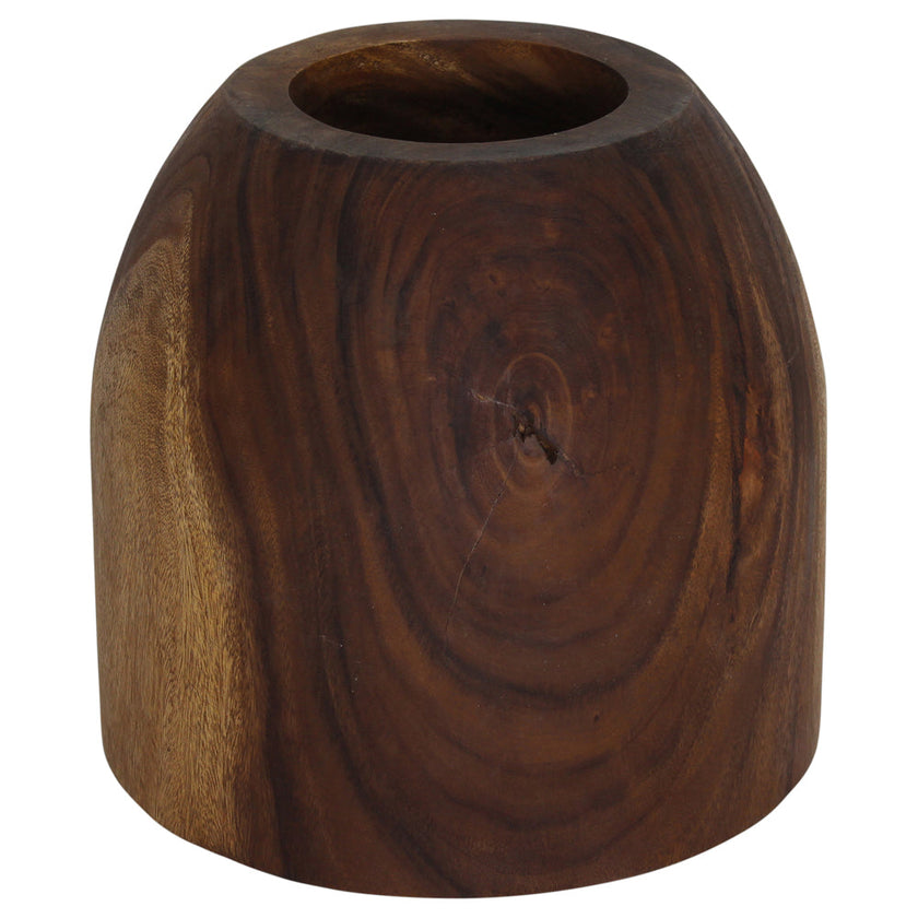 The Noris Oval Drum Solid Wood Accent Table 20 in D x 18 in H Walnut