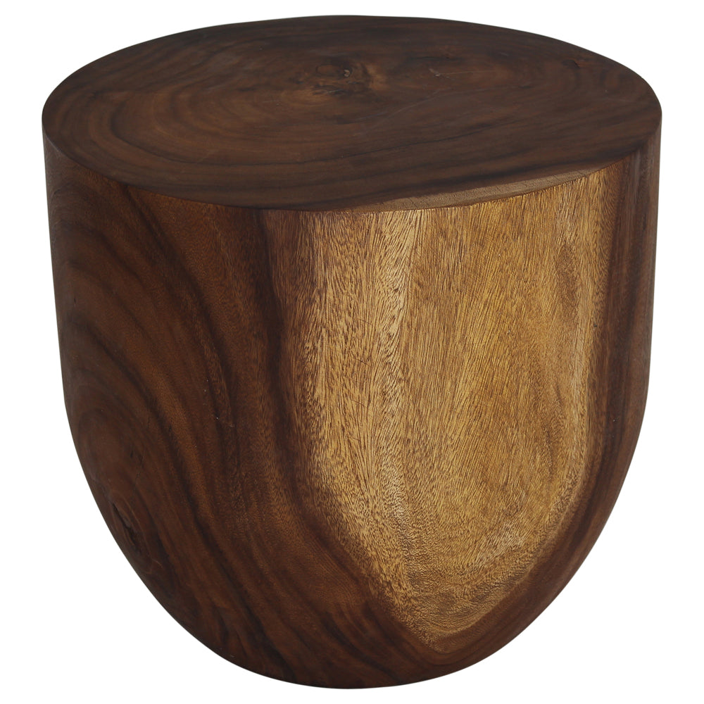 The Noris Oval Drum Solid Wood Accent Table 20 in D x 18 in H Walnut