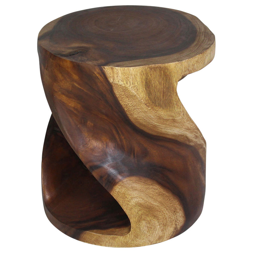 Elric Curved Twisted Rustic End Table 18 in DIA x 20 in H Walnut