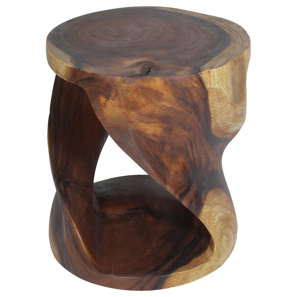Elric Curved Twisted Rustic End Table 18 in DIA x 20 in H Walnut