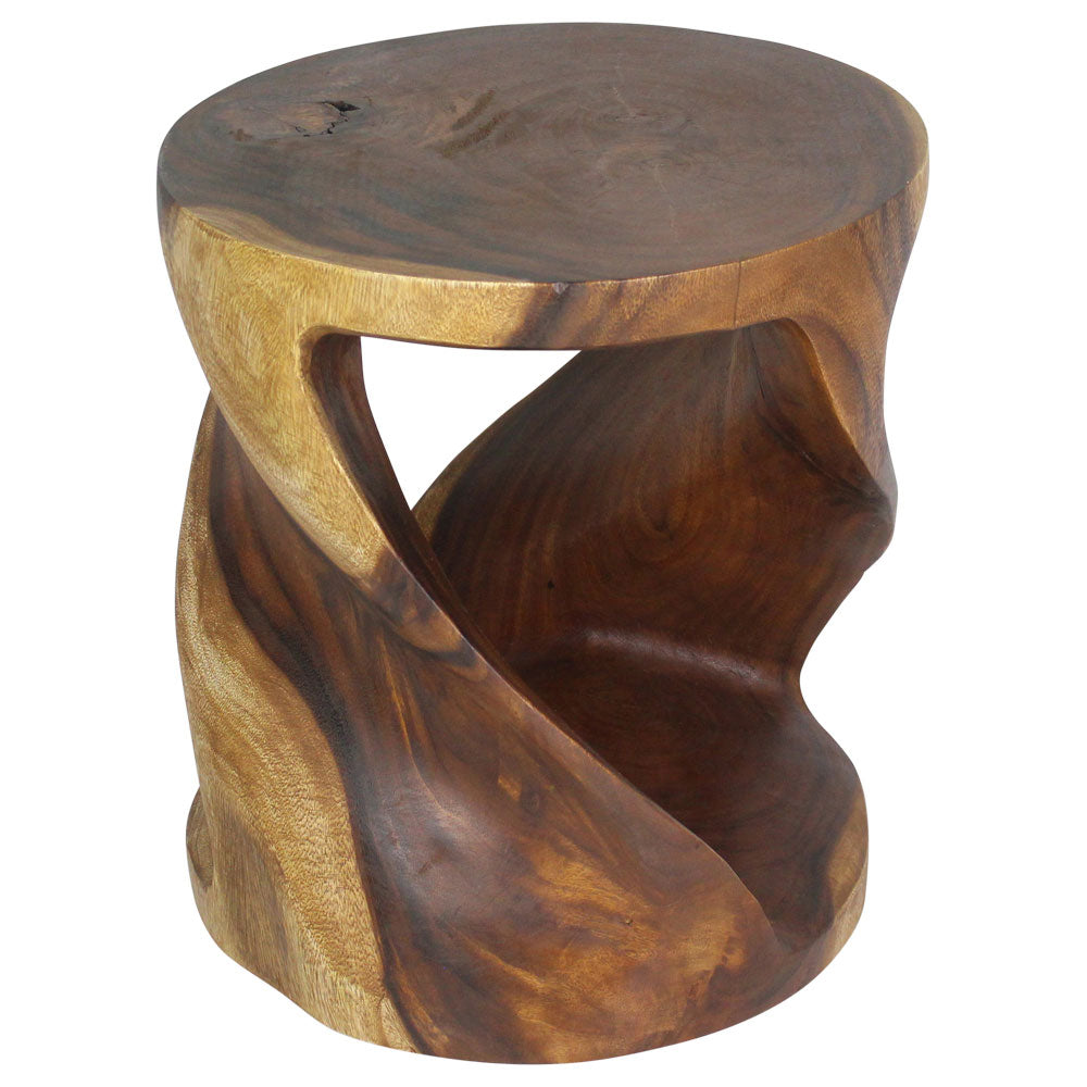 Elric Curved Twisted Rustic End Table 18 in DIA x 20 in H Walnut