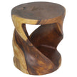 Elric Curved Twisted Rustic End Table 18 in DIA x 20 in H Walnut
