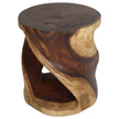 The Elric Curved Twisted Rustic Solid Wood End Table 18 in DIA x 20 in H Walnut