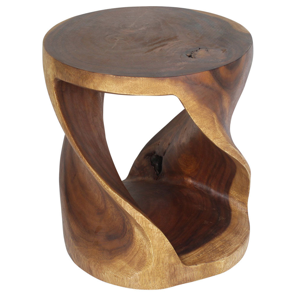 Elric Curved Twisted Rustic End Table 18 in DIA x 20 in H Walnut