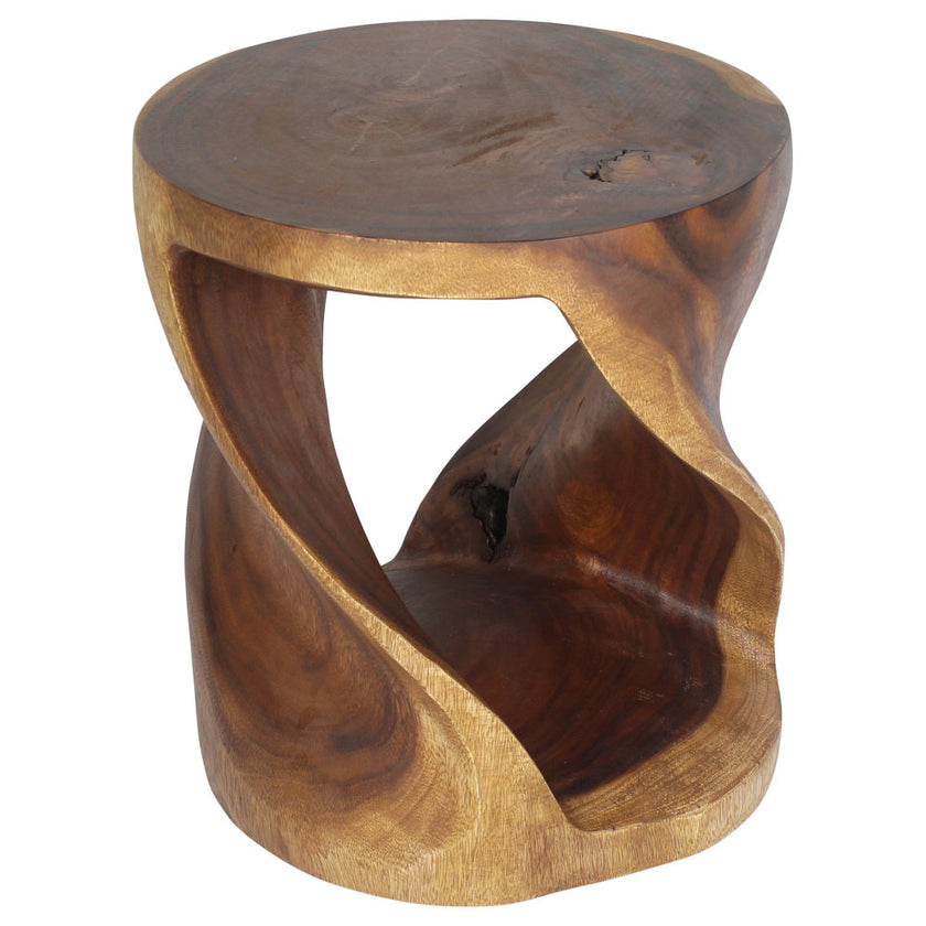 Elric Curved Twisted Rustic End Table 18 in DIA x 20 in H Walnut