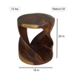Elric Curved Twisted Rustic End Table 18 in DIA x 20 in H Walnut