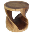 The Elric Curved Twisted Rustic Solid Wood End Table 20 in DIA x 20 in H Walnut