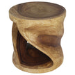 The Elric Curved Twisted Rustic Solid Wood End Table 20 in DIA x 20 in H Walnut