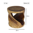 The Elric Curved Twisted Rustic Solid Wood End Table 20 in DIA x 20 in H Walnut