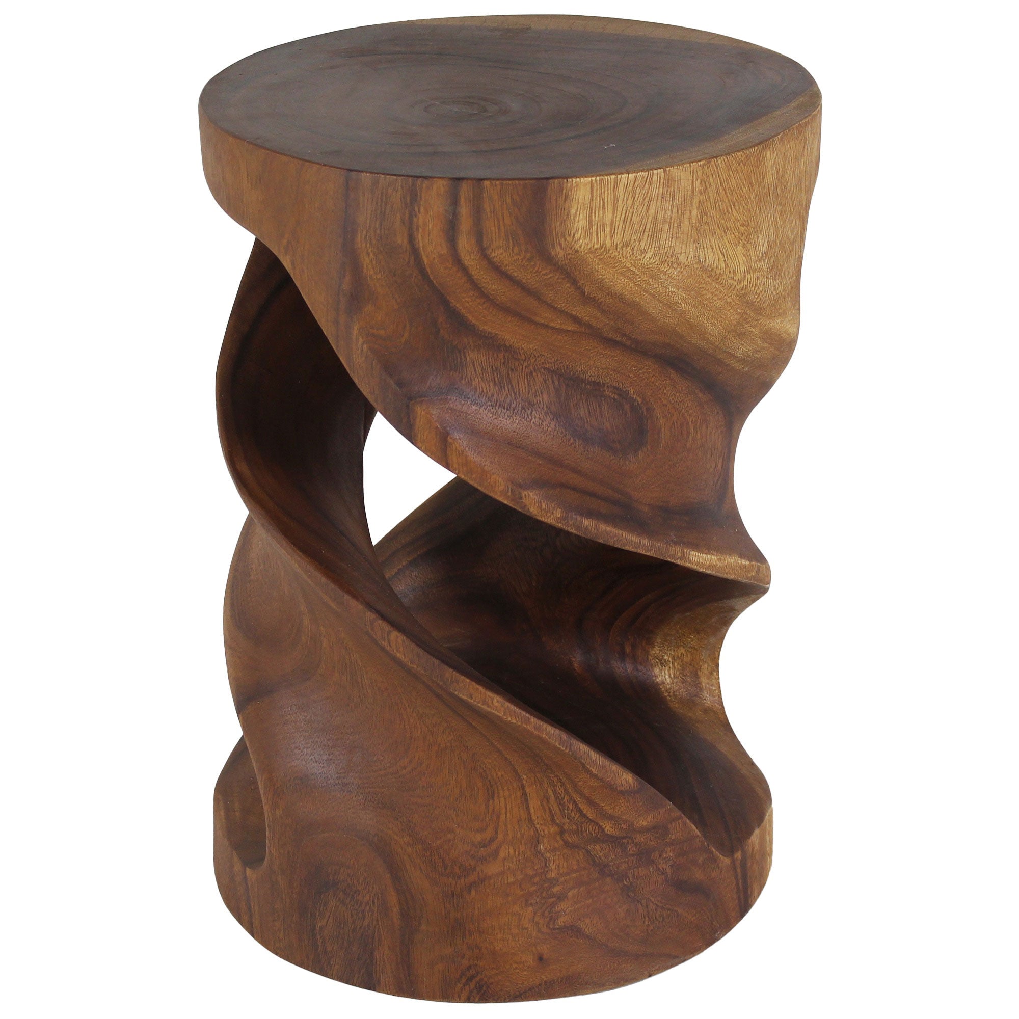 Tovin Round Double Twist End Table 14 in SQ x 20 in H Walnut