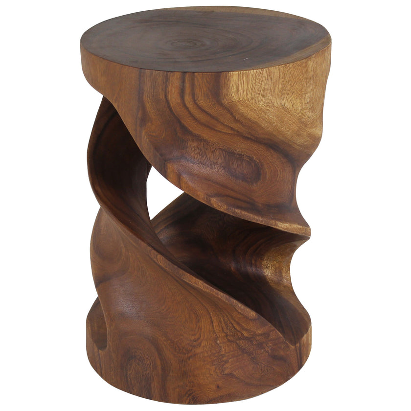 Tovin Round Double Twist End Table 14 in SQ x 20 in H Walnut