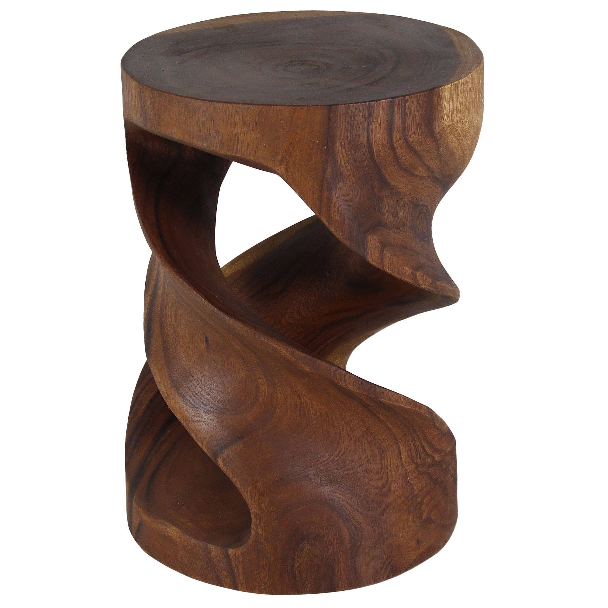 Tovin Round Double Twist End Table 14 in SQ x 20 in H Walnut