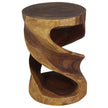 Tovin Round Double Twist End Table 14 in SQ x 20 in H Walnut
