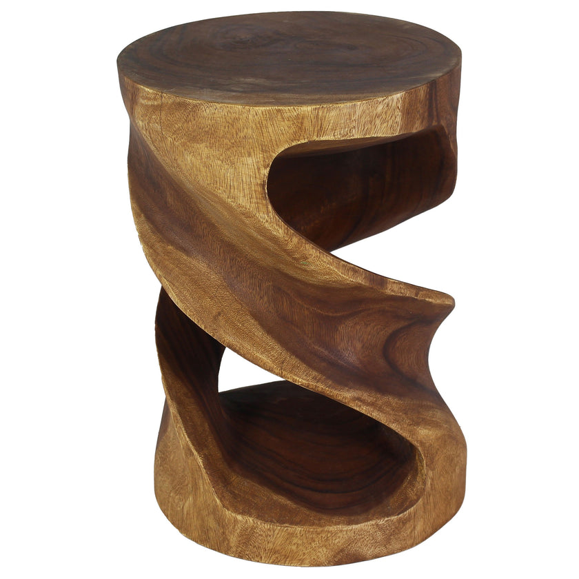 Tovin Round Double Twist End Table 14 in SQ x 20 in H Walnut