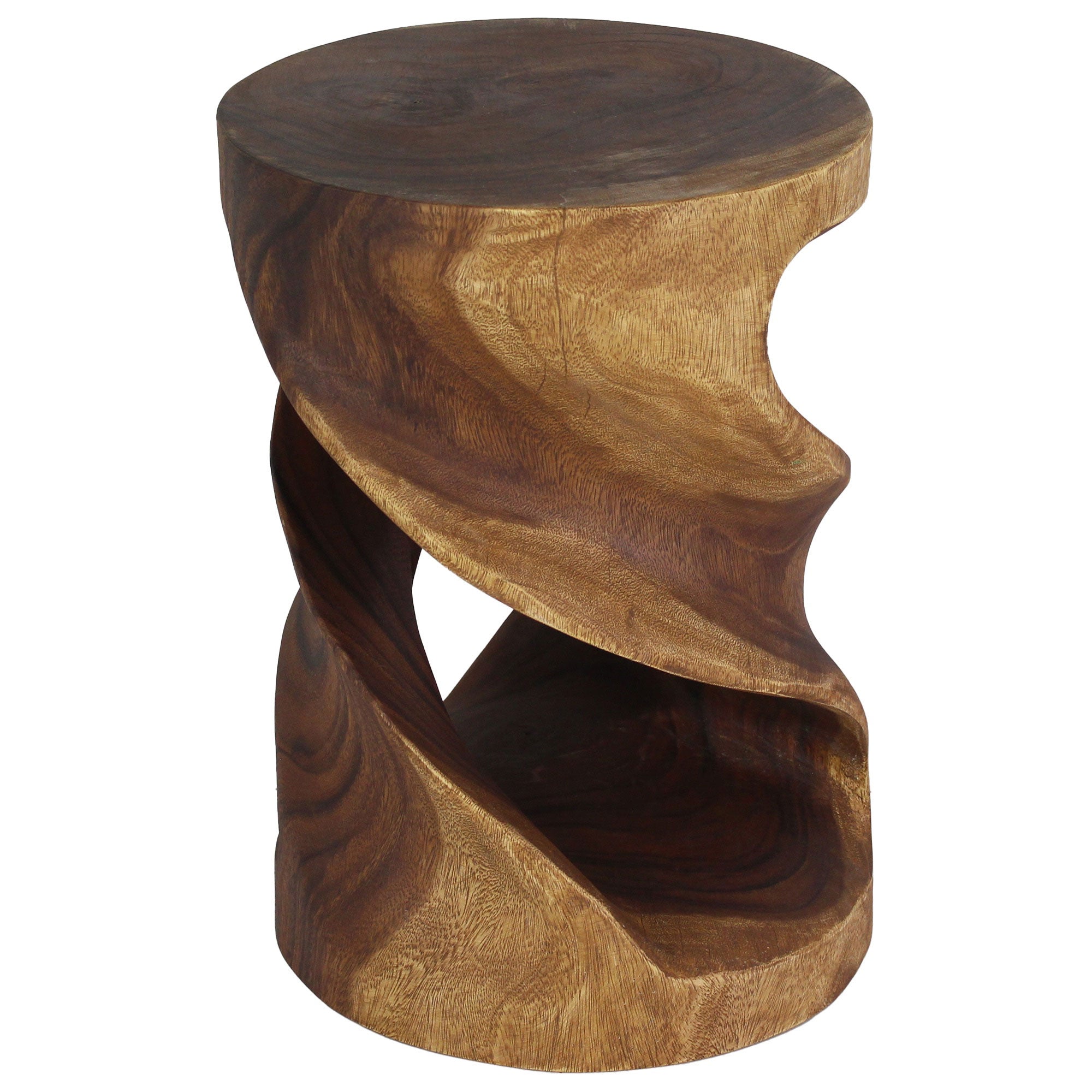 Tovin Round Double Twist End Table 14 in SQ x 20 in H Walnut