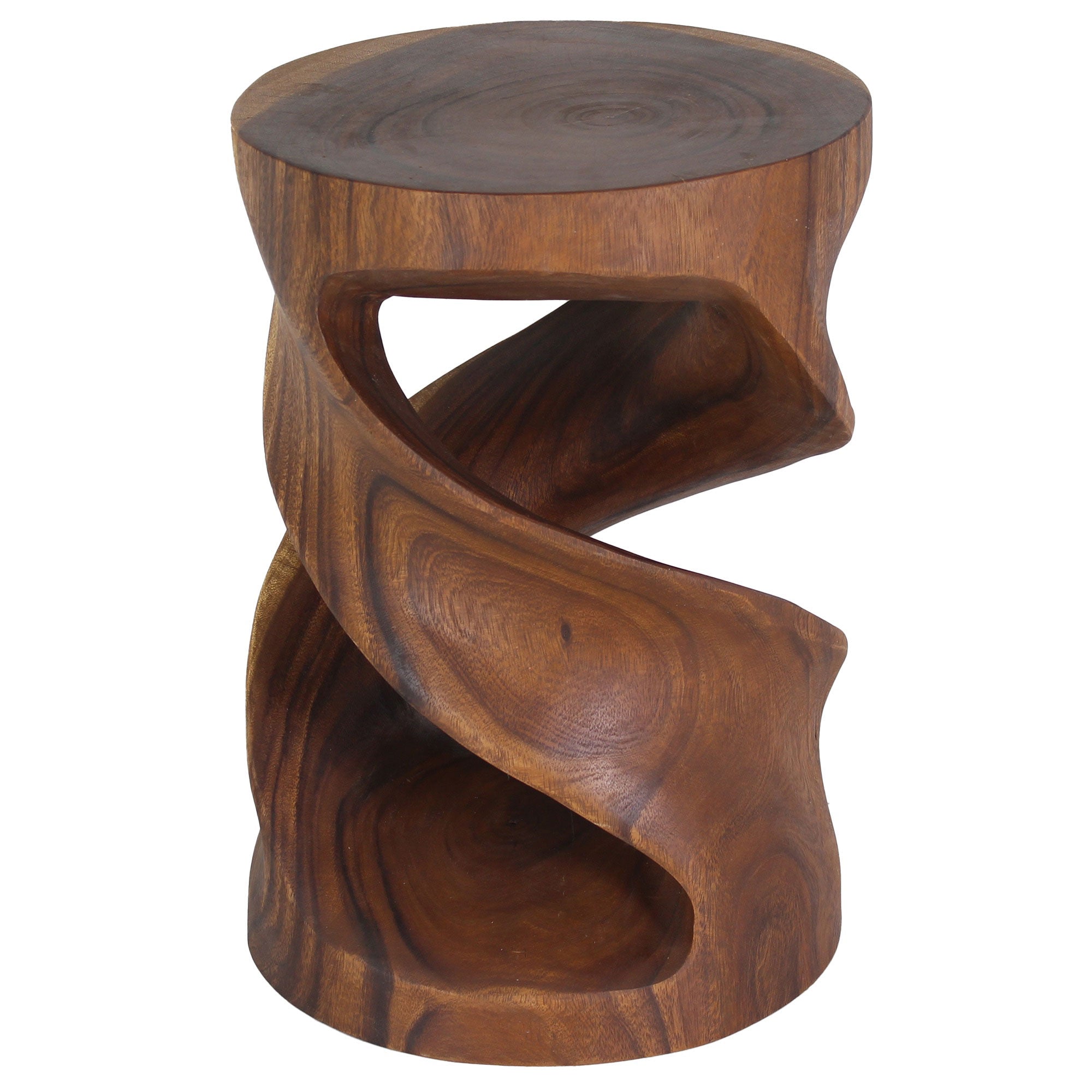 Tovin Round Double Twist End Table 14 in SQ x 20 in H Walnut