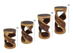 The Tovin Round Double Twist Solid Wood End Table 14 in SQ x 30 in H Walnut