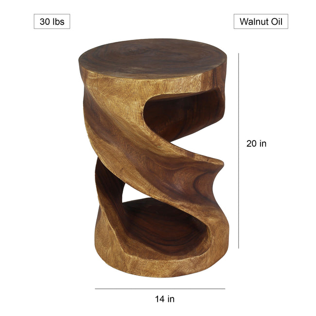 Tovin Round Double Twist End Table 14 in SQ x 20 in H Walnut