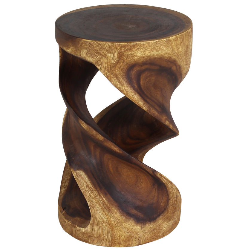 Tovin Round Double Twist End Table 14 in SQ x 23 in H Walnut