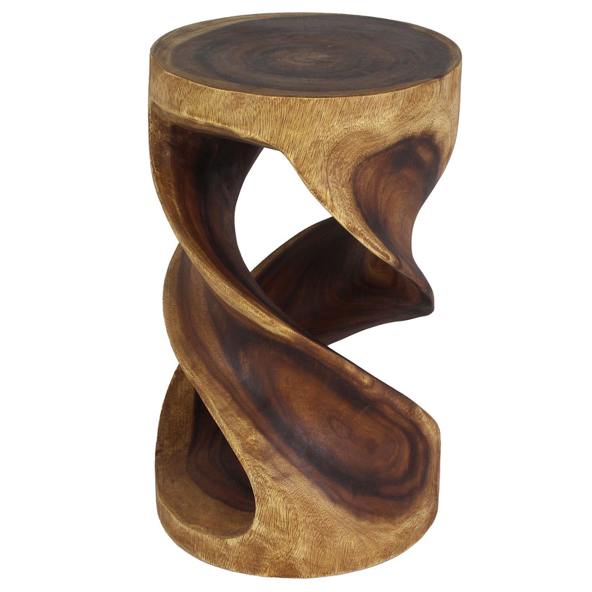 Tovin Round Double Twist End Table 14 in SQ x 23 in H Walnut