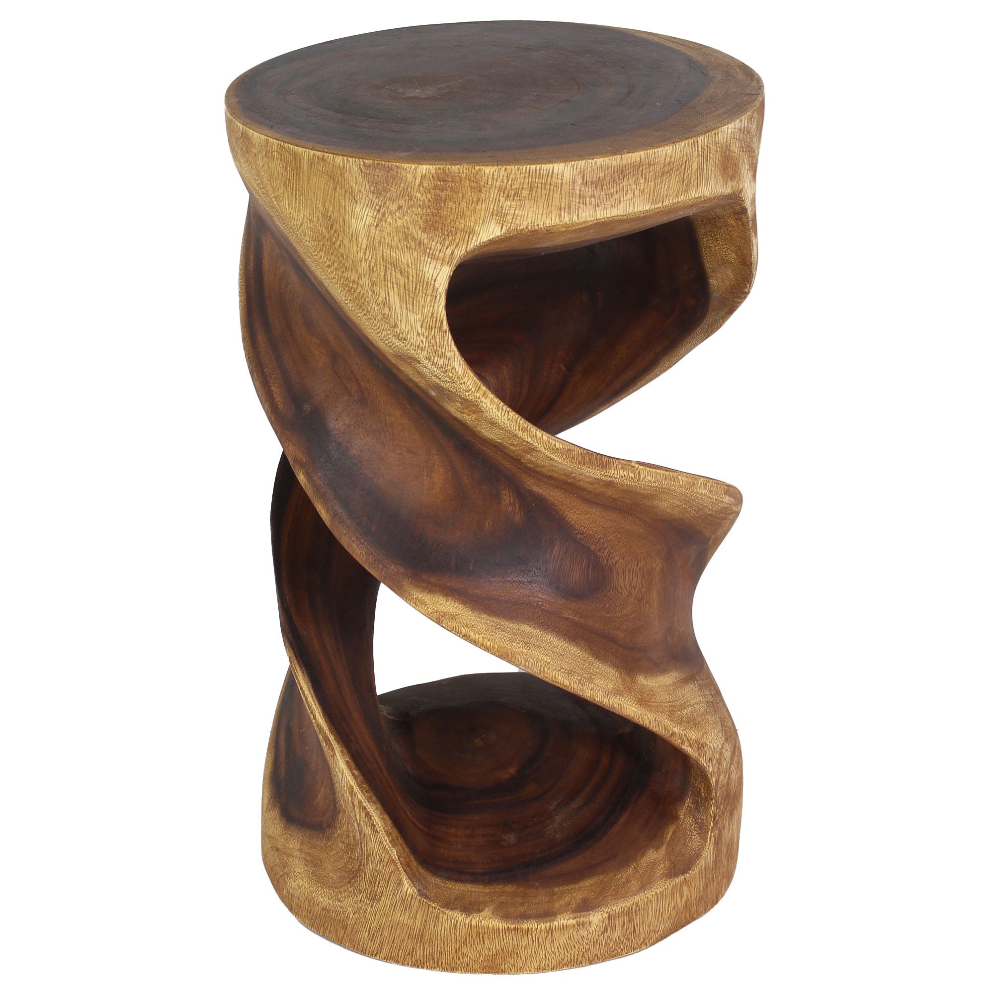 Tovin Round Double Twist End Table 14 in SQ x 23 in H Walnut