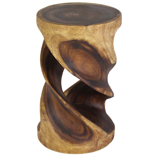 The Tovin Round Double Twist Solid Wood End Table 14 in SQ x 23 in H Walnut
